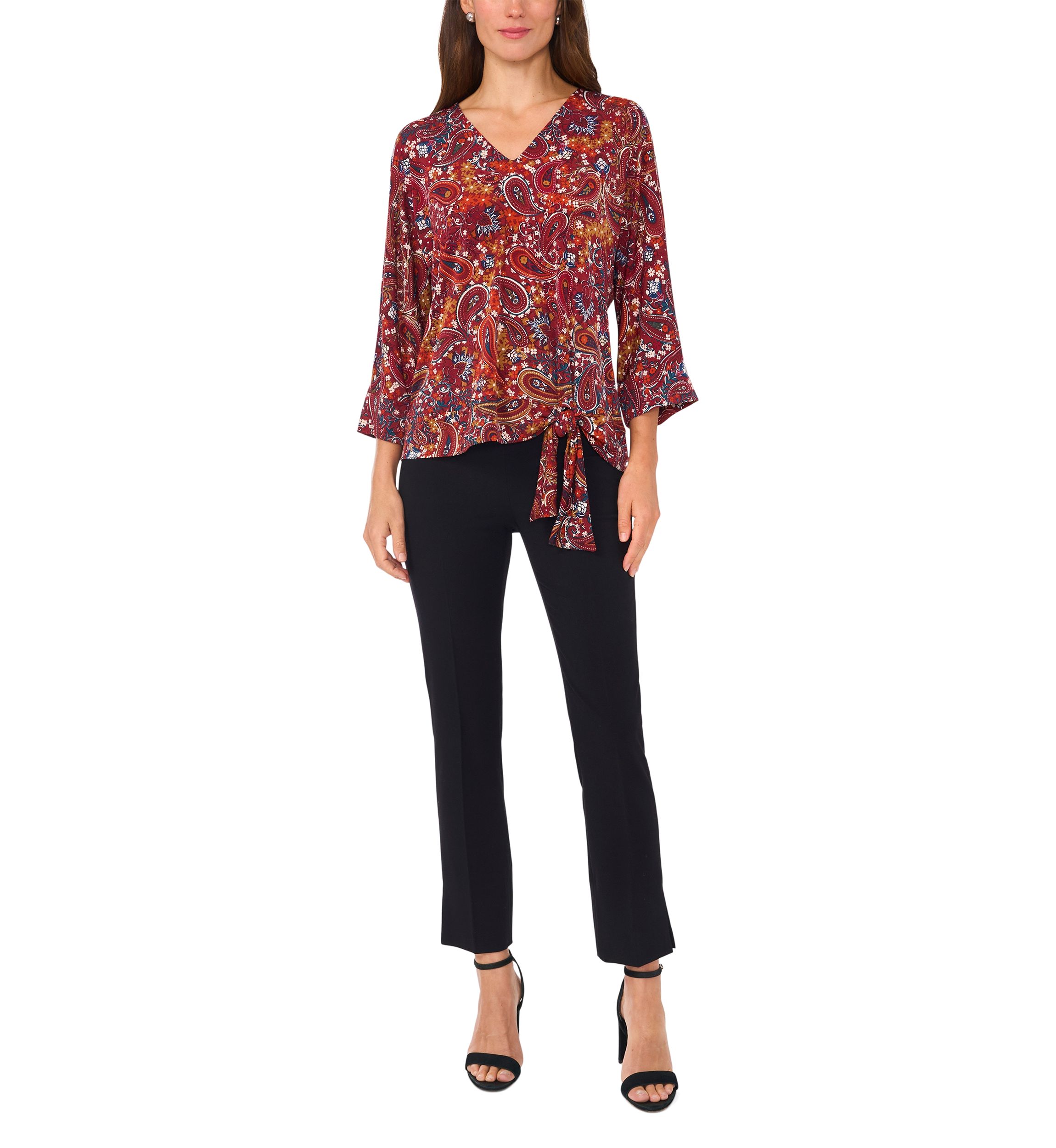 Womens Side Tie Printed Blouse