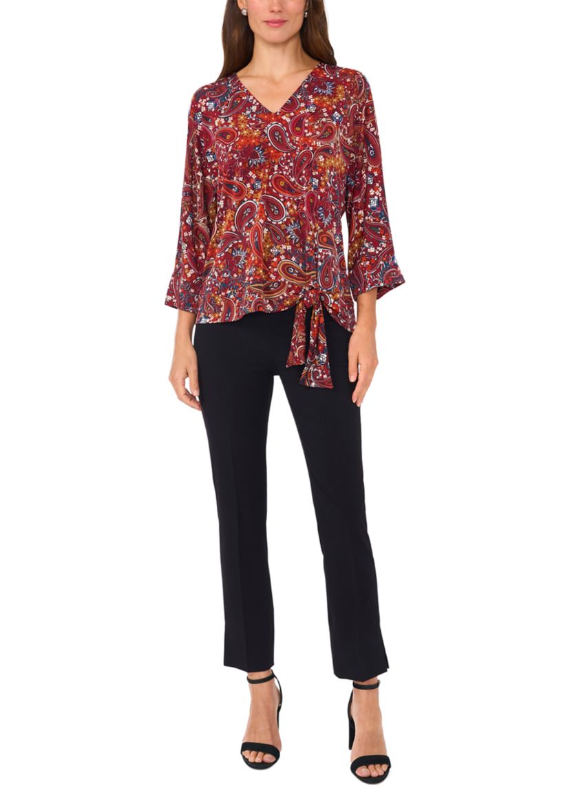 Womens Side Tie Printed Blouse