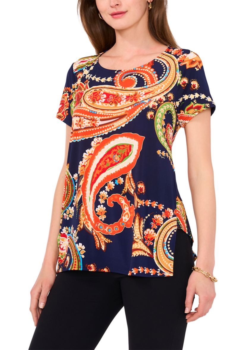 Womens Short Sleeve Step Hem Blouse