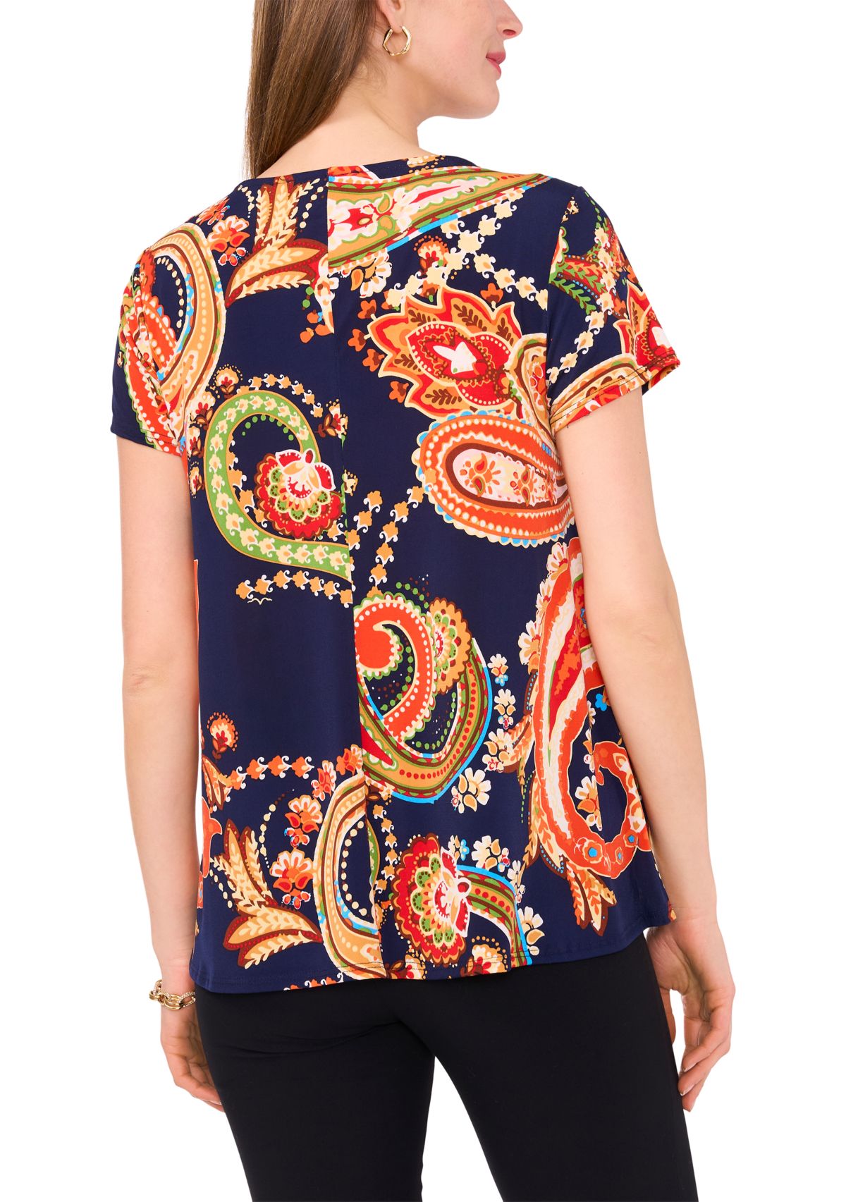 Womens Short Sleeve Step Hem Blouse