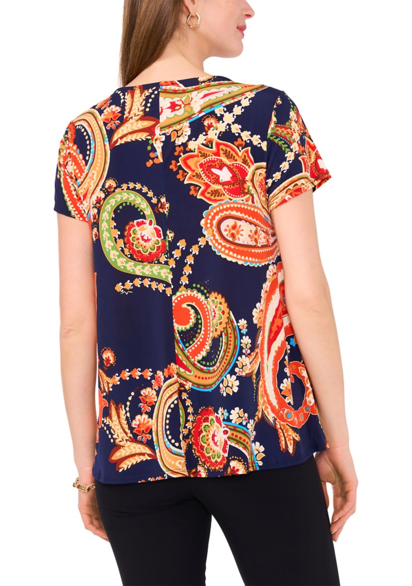 Womens Short Sleeve Step Hem Blouse