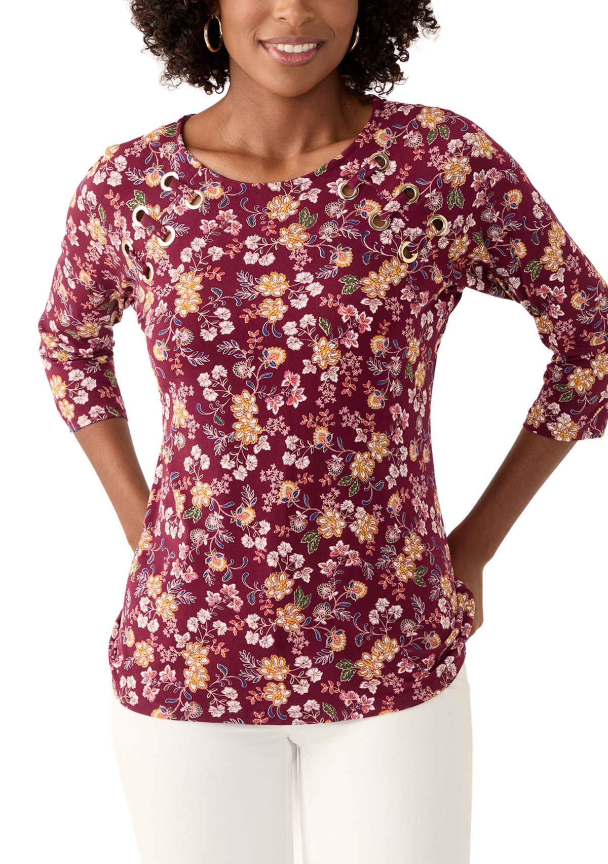 Womens Long Sleeve Cutout Blouse 