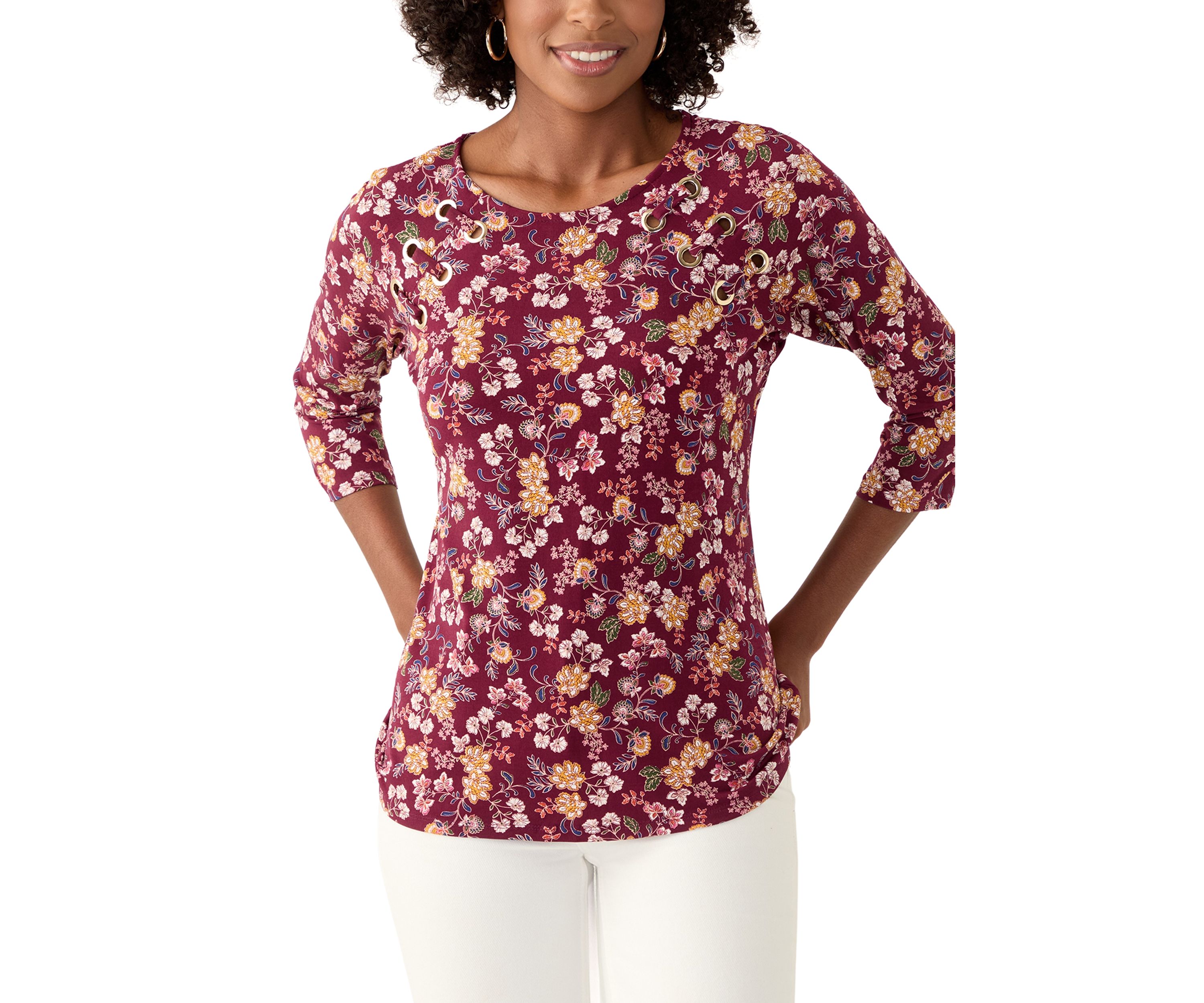 Womens Long Sleeve Cutout Blouse 