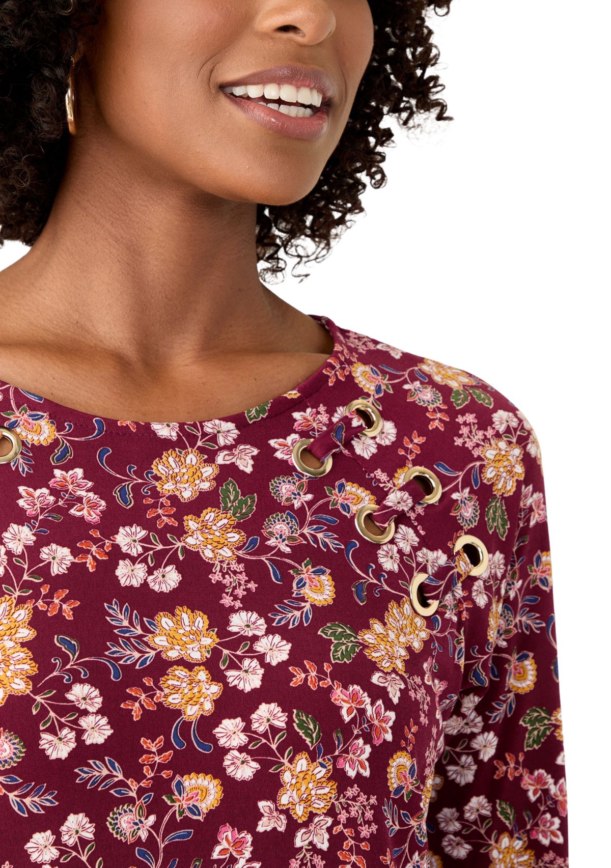 Womens Long Sleeve Cutout Blouse 