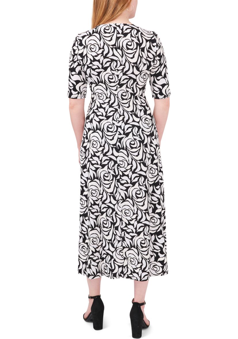 Womens Elbow Sleeve Printed Wrap Dress