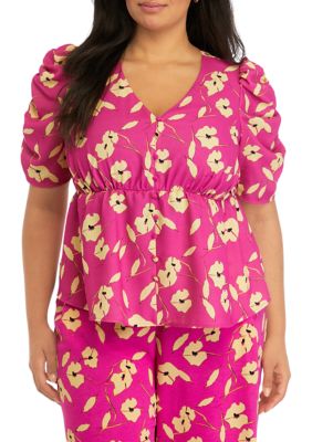 Jessica Simpson Women's Plus Size Short Sleeve Jensine Blouse