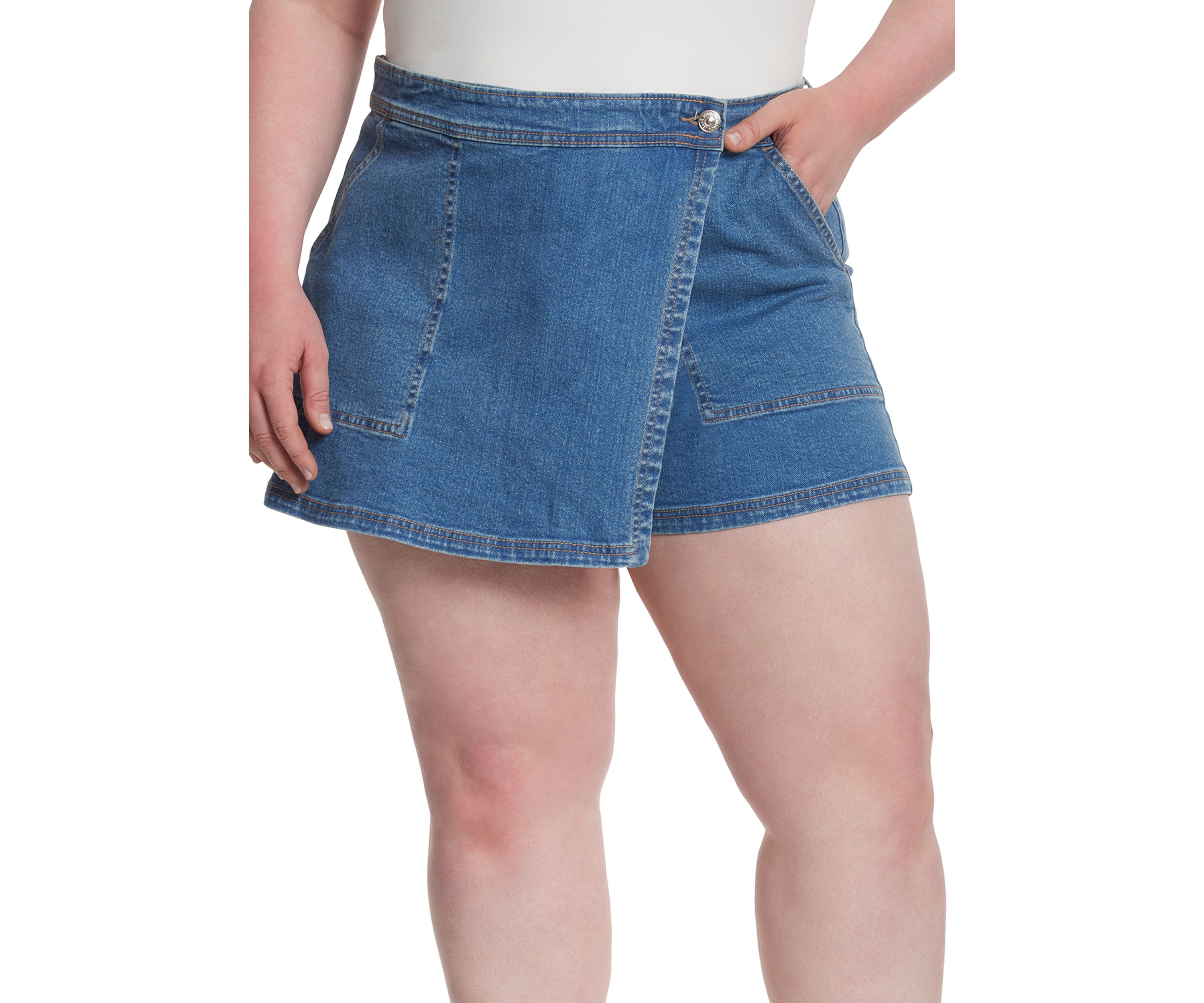 Curvy High Rise Denim Skort