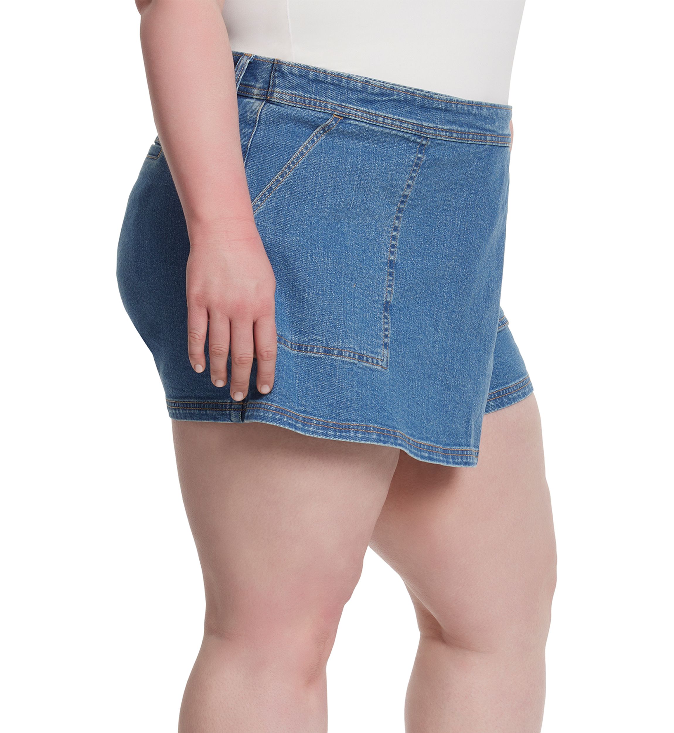 Curvy High Rise Denim Skort