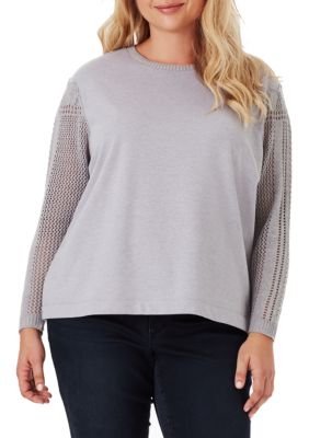 jessica simpson plus size susie textured sleeve sweatshir