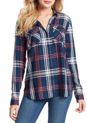 Chemise Jessica Simpson Petunia - à Carreaux Bordeaux Et Noir - M à XXL
