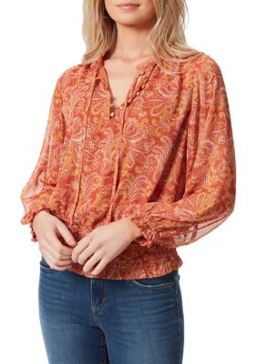 Jessica Simpson Paisley Print Smock Waist Blouse