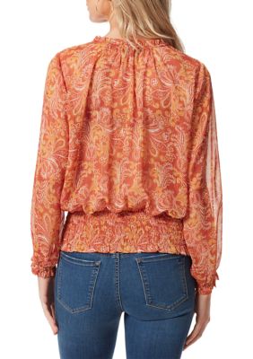 Jessica Simpson Paisley Print Smock Waist Blouse