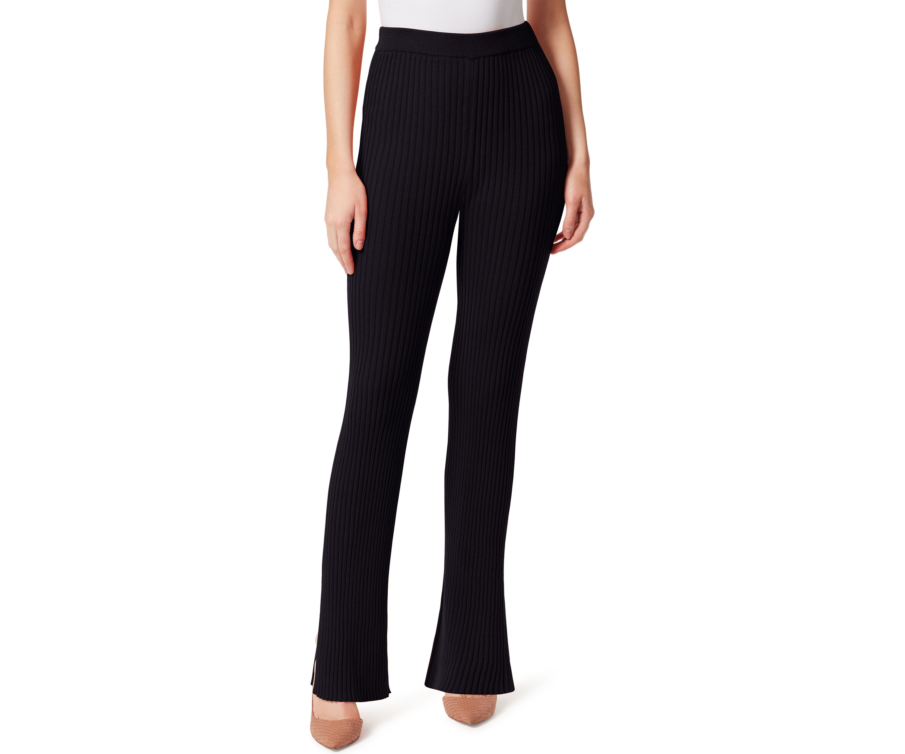 Ribbed Side Slit Sweater Pants
