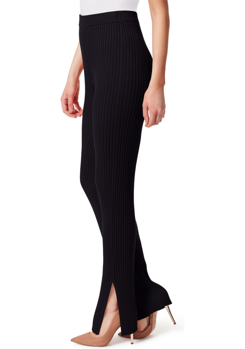 Ribbed Side Slit Sweater Pants