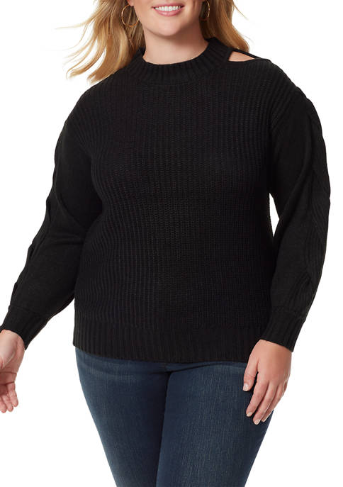 Jessica Simpson Plus Size Emmalynn Cable Cutout Sweater
