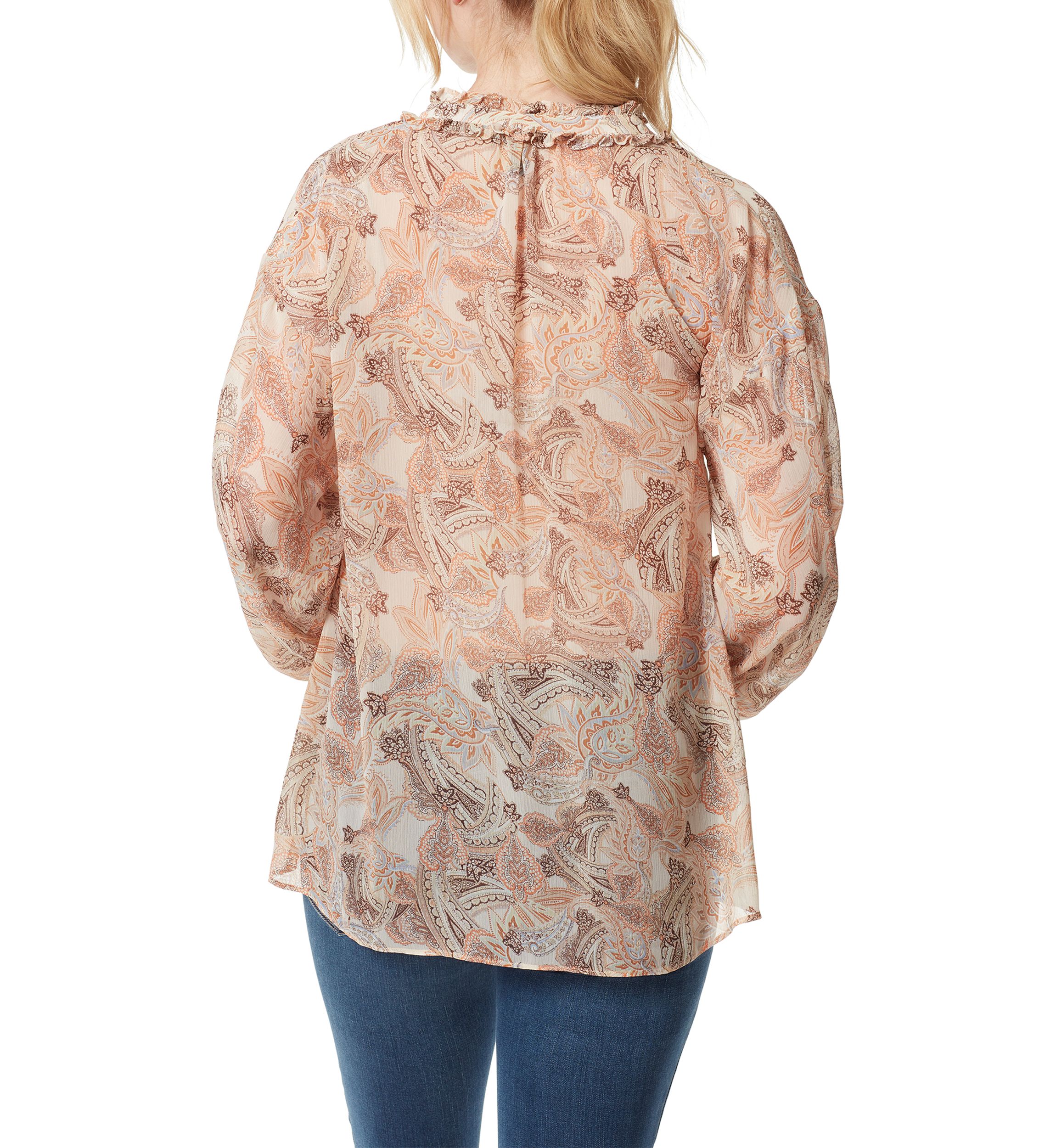 Blouson Sleeve Floral Tie Neck Top