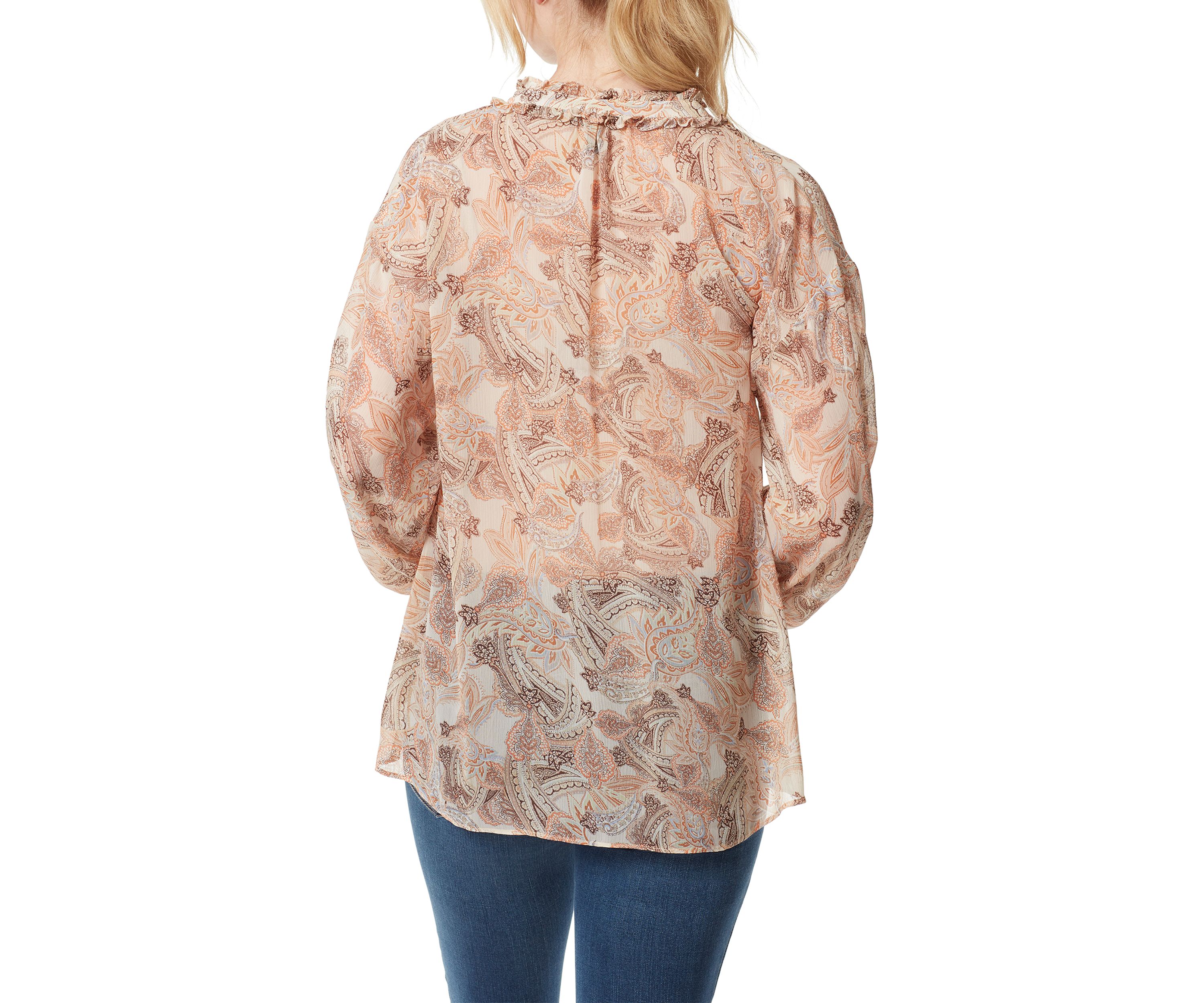 Blouson Sleeve Floral Tie Neck Top