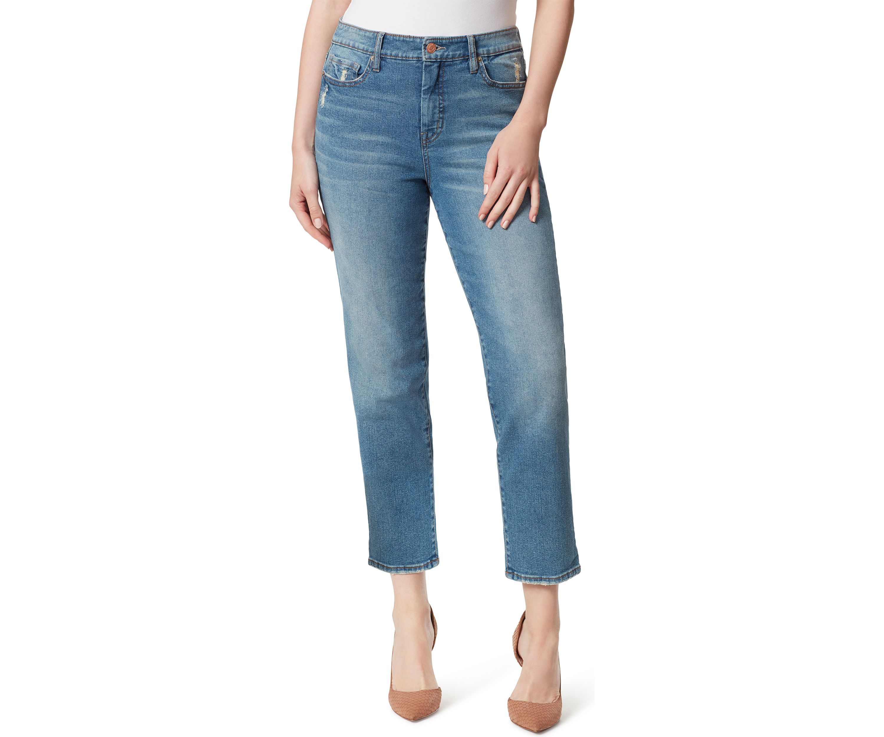 Spotlight Cropped High Rise Slim Straight Jeans 