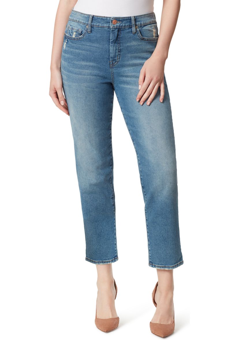 Spotlight Cropped High Rise Slim Straight Jeans 