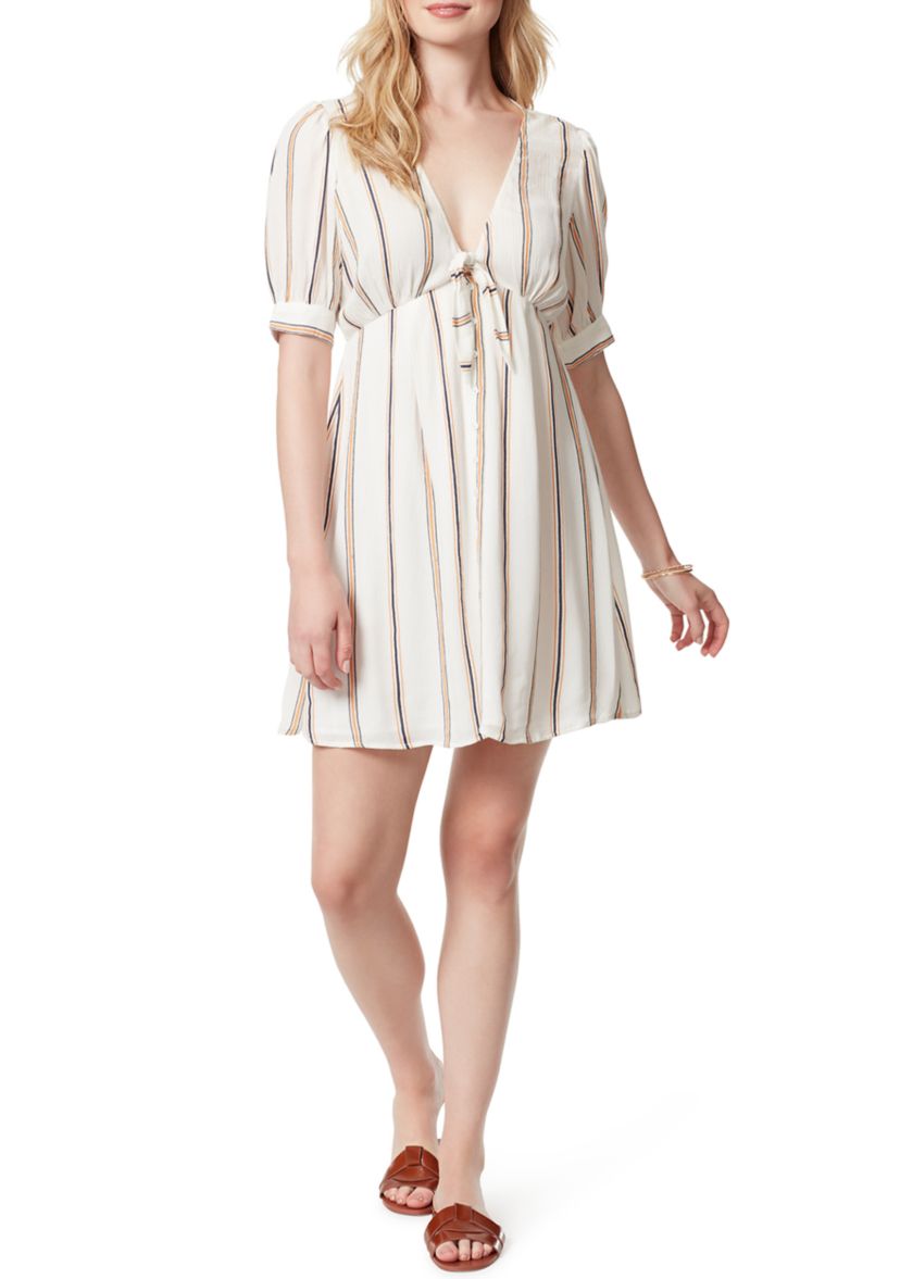 Puff Sleeve Striped Mini Dress