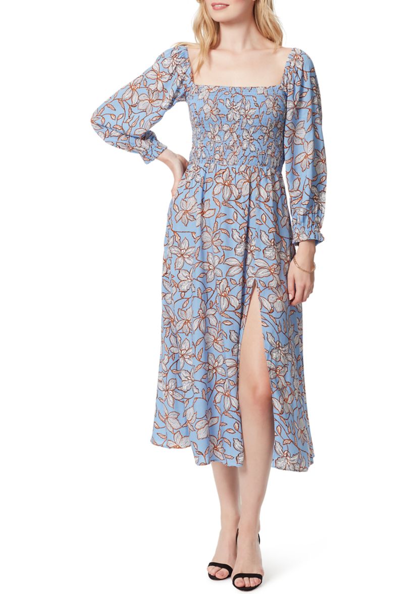 Lantern Sleeve Smocked Floral Dress