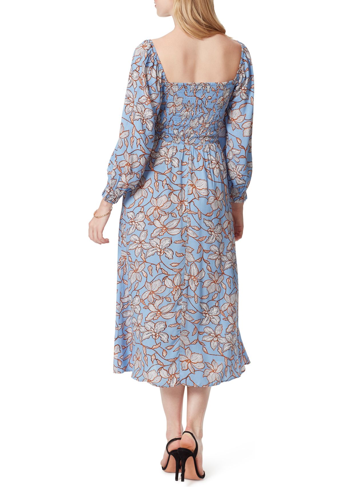 Lantern Sleeve Smocked Floral Dress