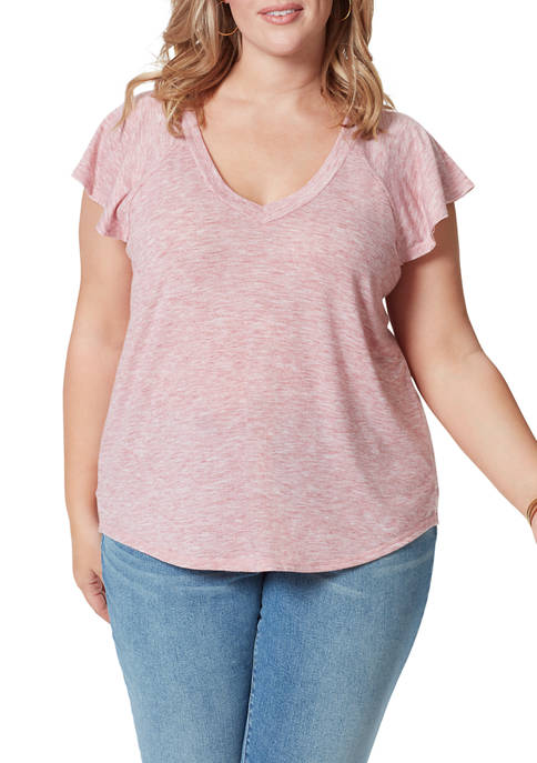 Jessica Simpson Plus Size Gracie Flutter Sleeve T-Shirt