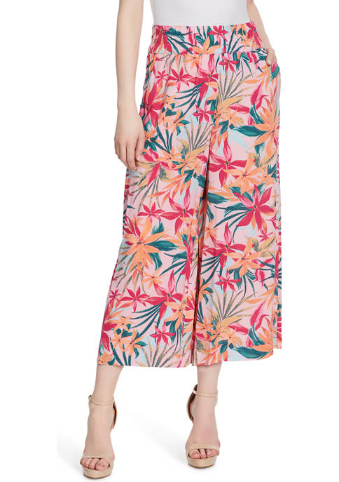 Jessica Simpson Womens Wide Leg Printed Cropped Pants