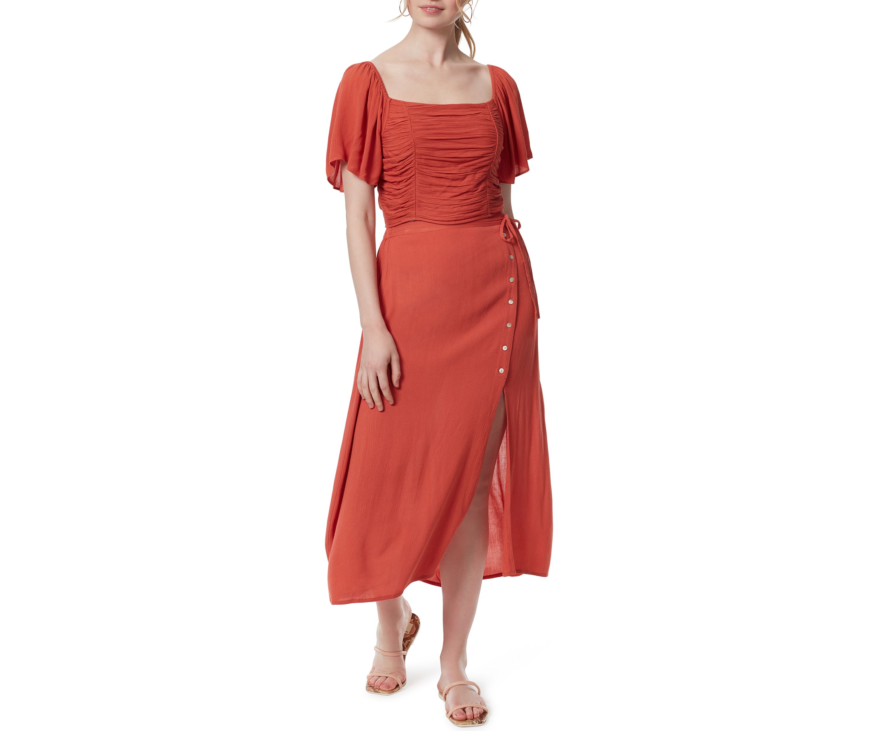 Flutter Sleeve Ruched Top