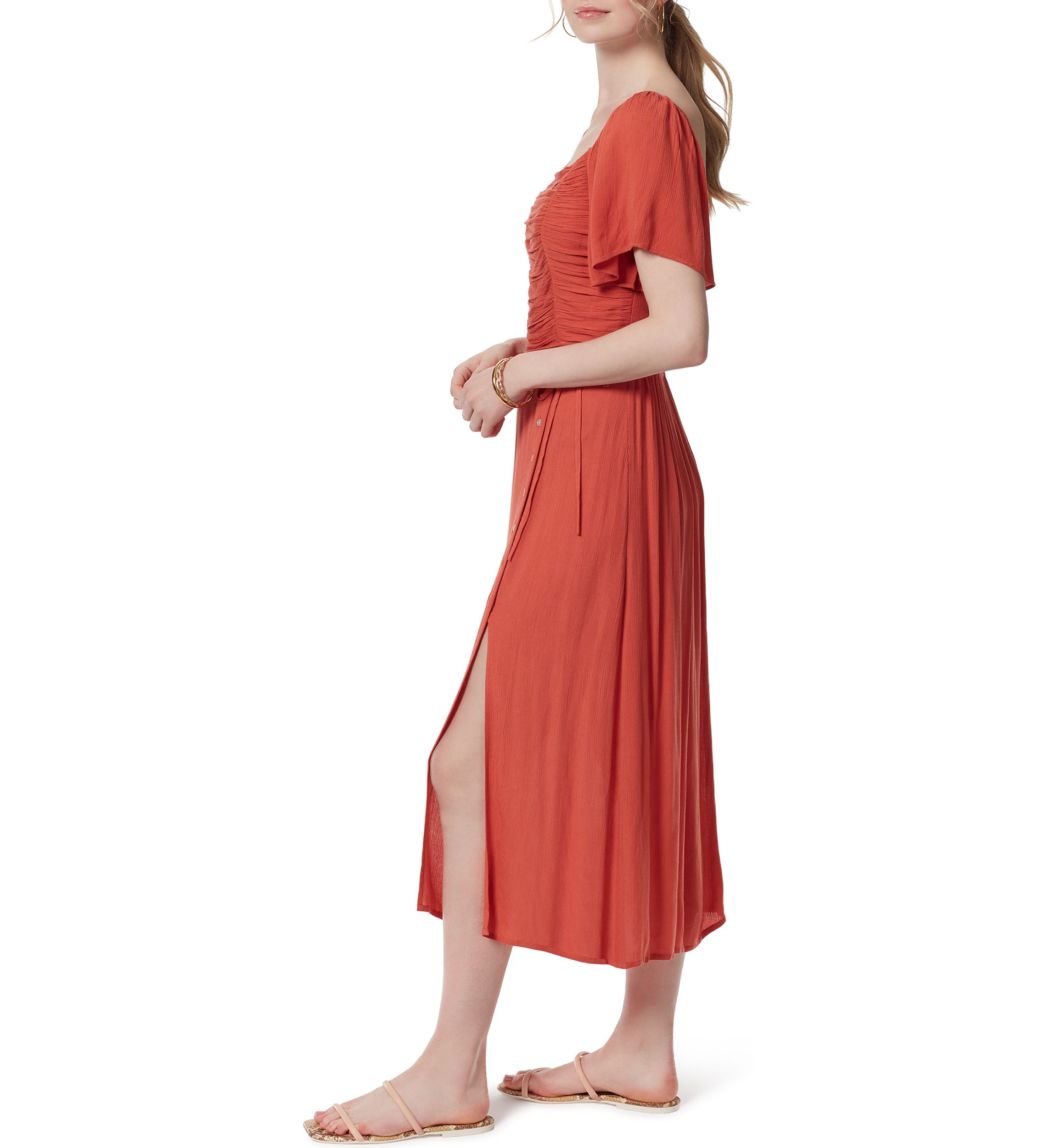 Flutter Sleeve Ruched Top