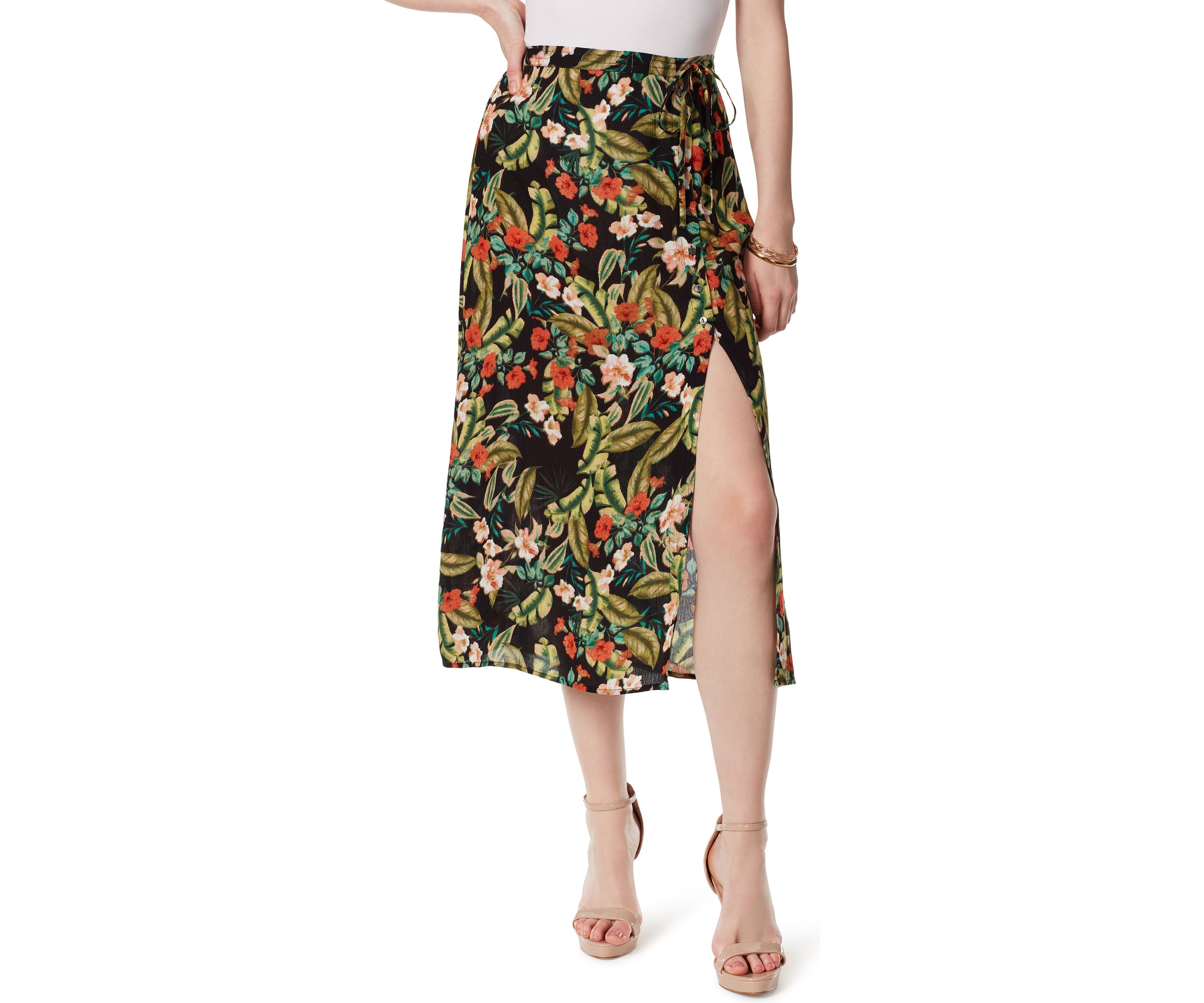 Button Midi Skirt 