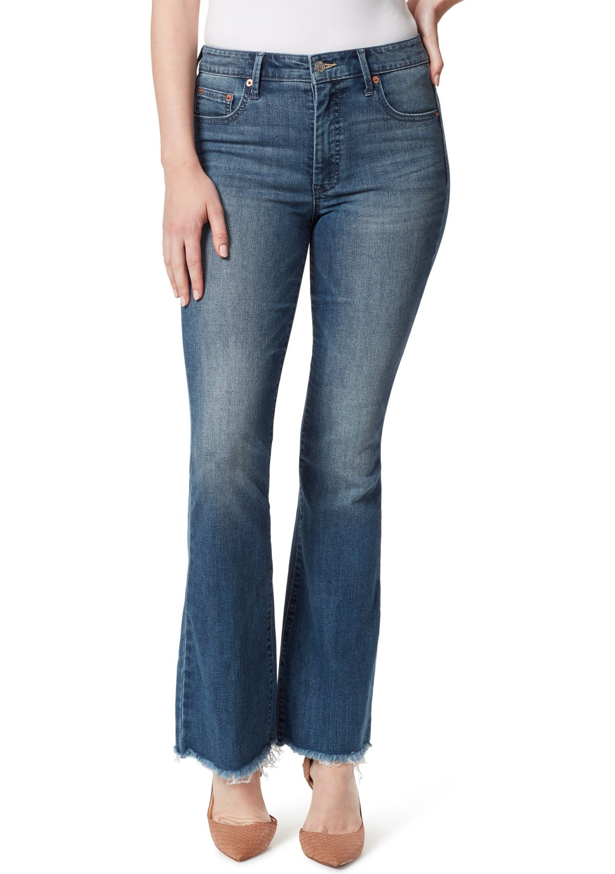 Mid Rise Ankle Flare Jeans 