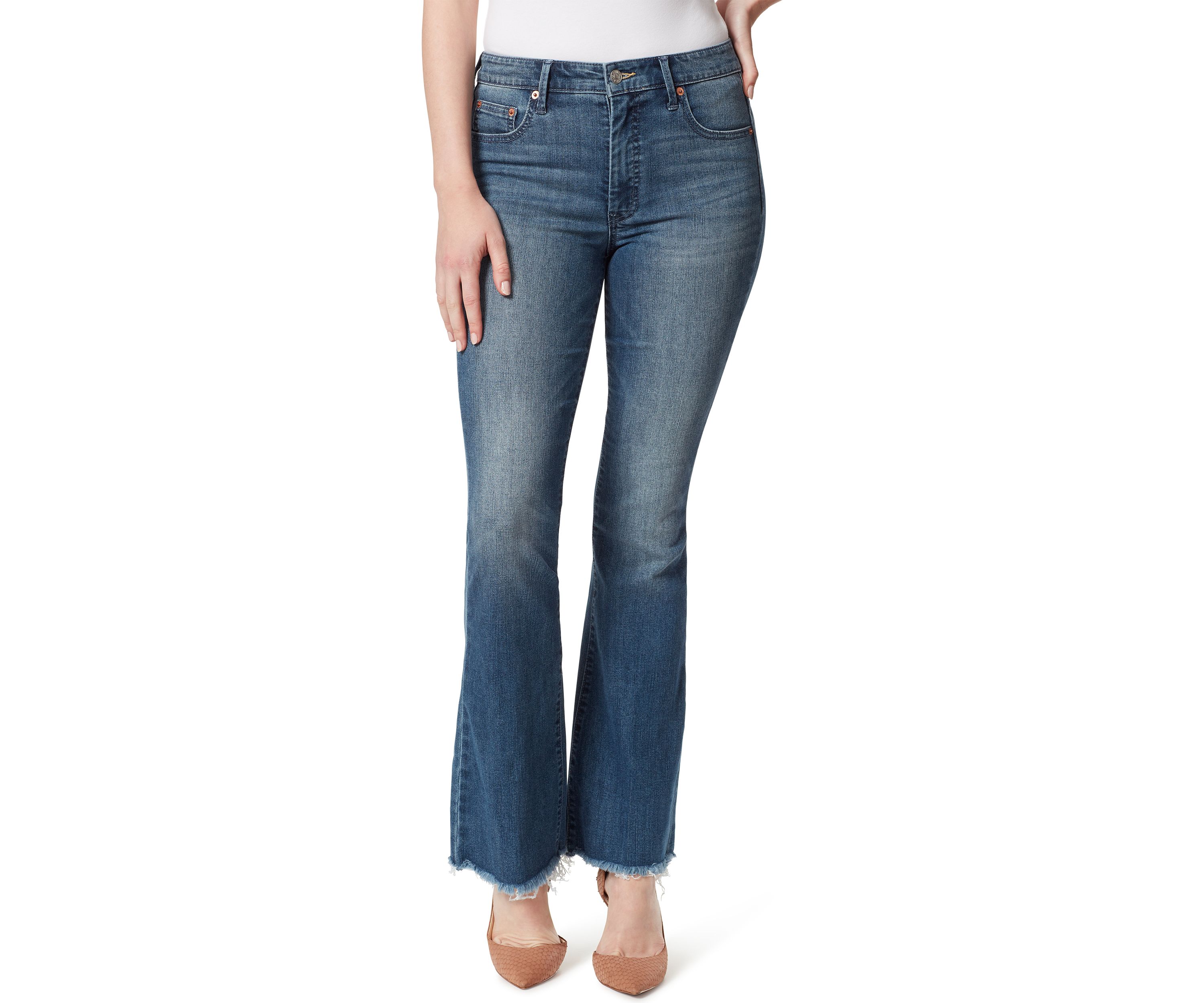 Mid Rise Ankle Flare Jeans 