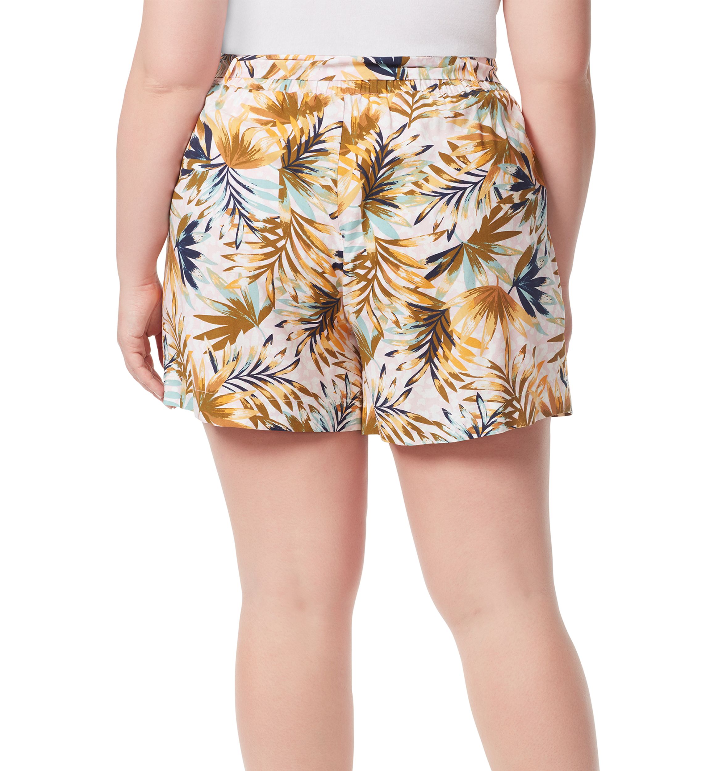  Plus Size Ellown Tie Waist Shorts