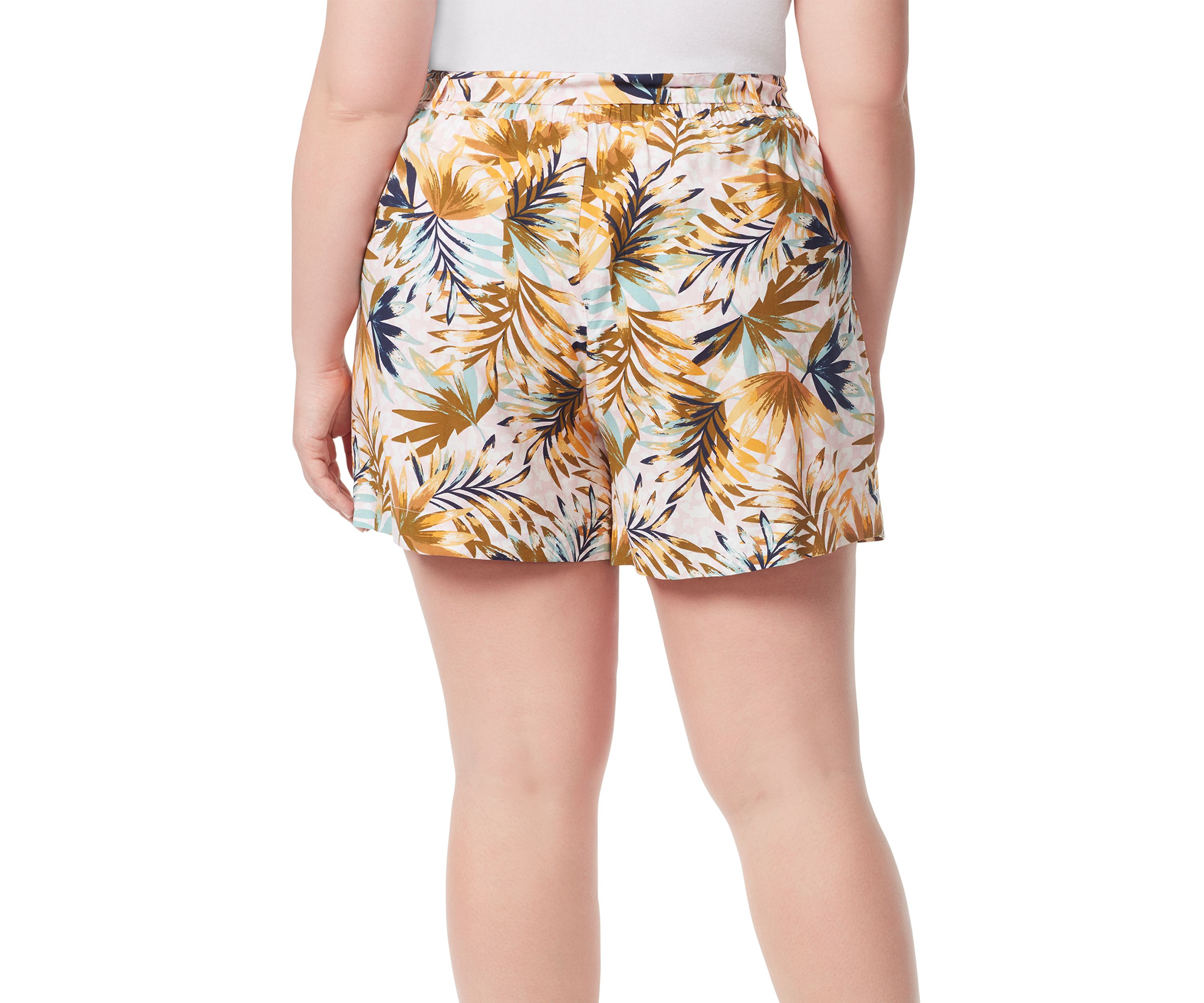  Plus Size Ellown Tie Waist Shorts
