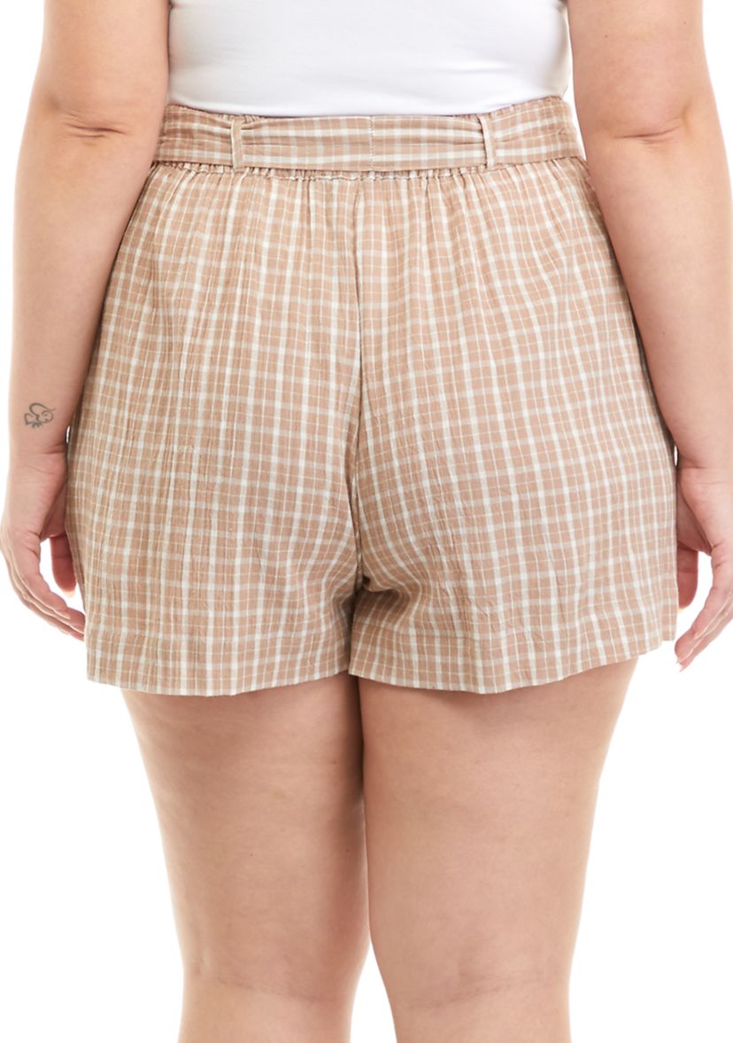 Plus Size Ellown Tie Waist Shorts