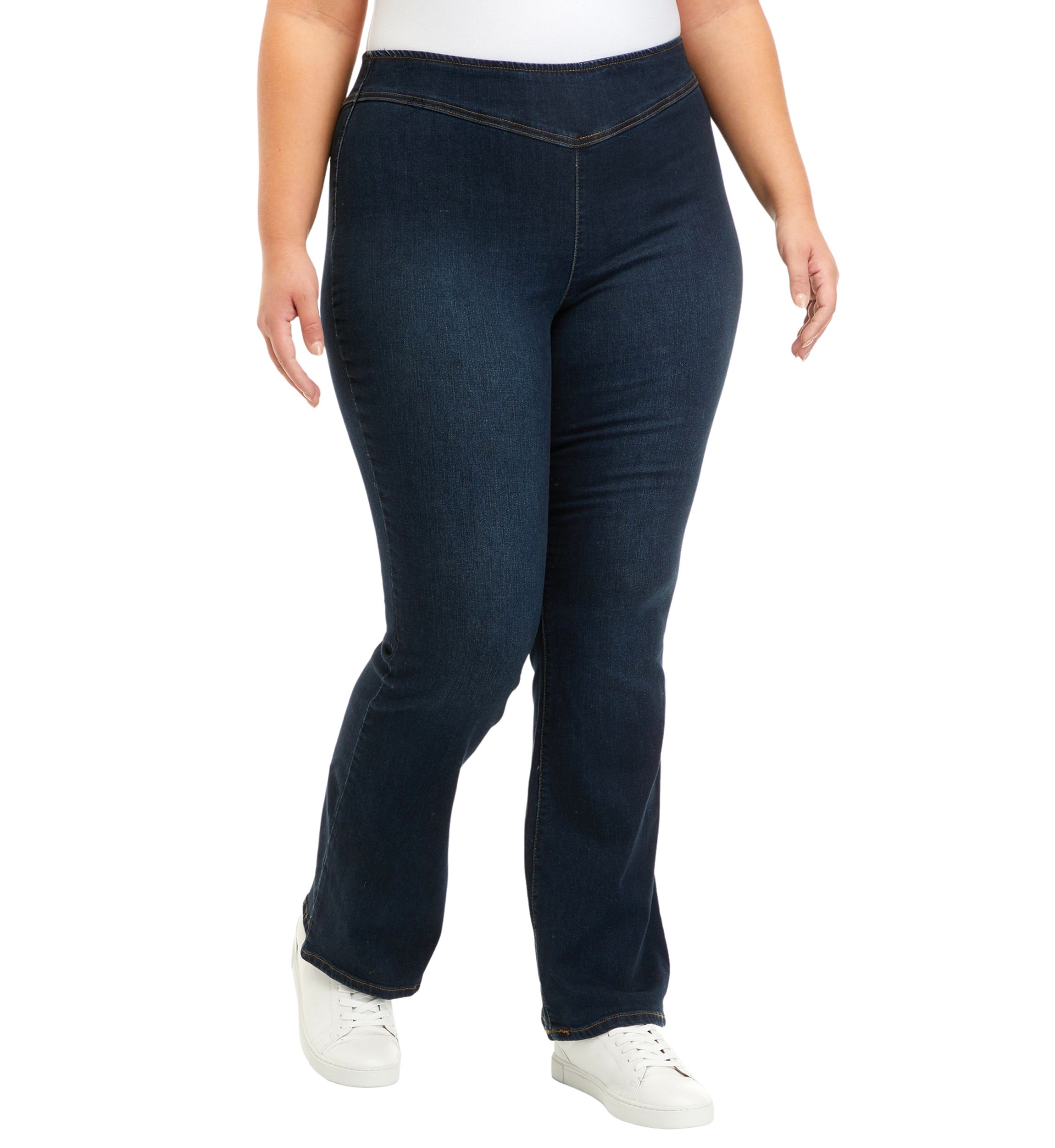 Curvy High Rise Pull On Flare Jeans
