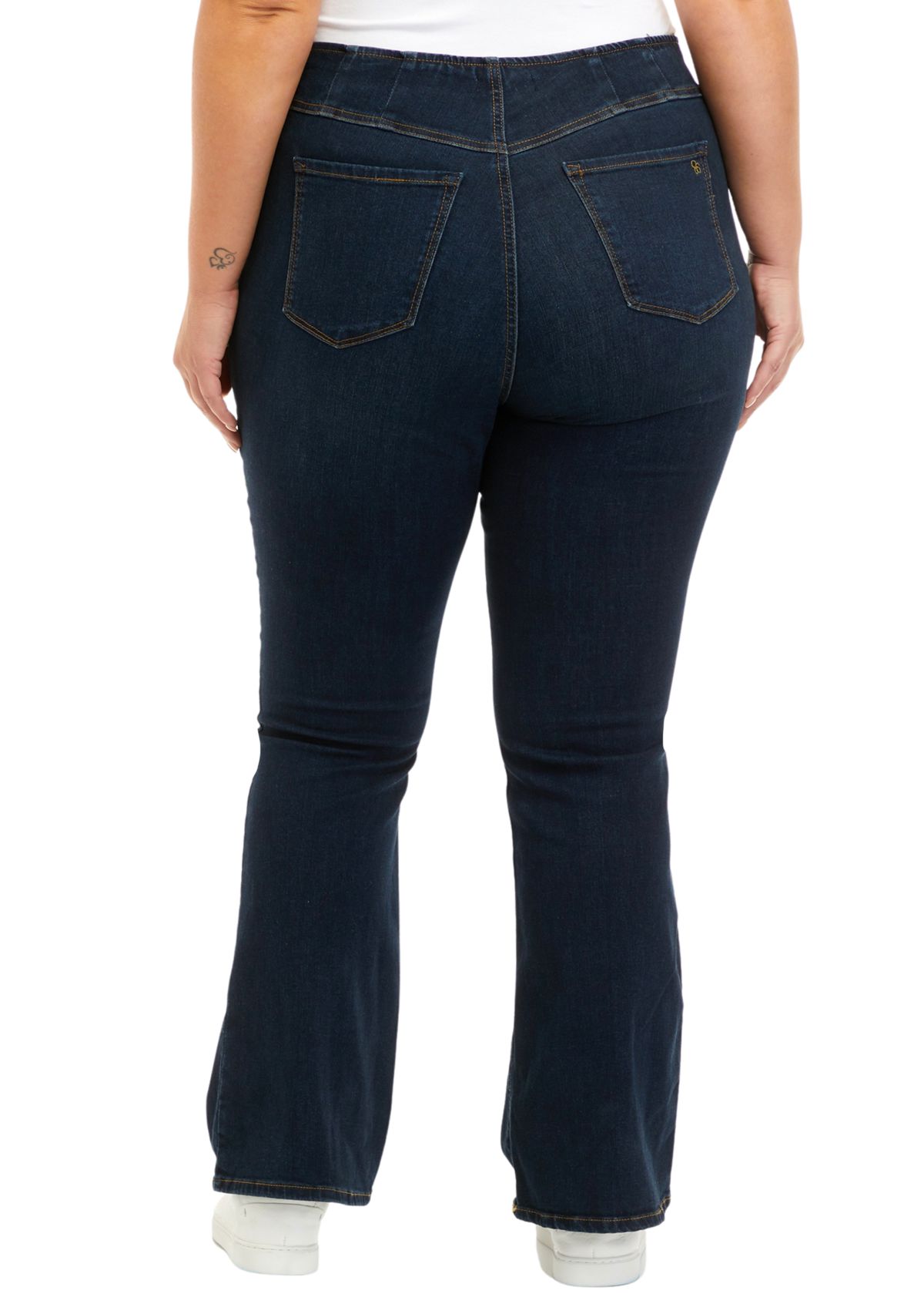 Curvy High Rise Pull On Flare Jeans