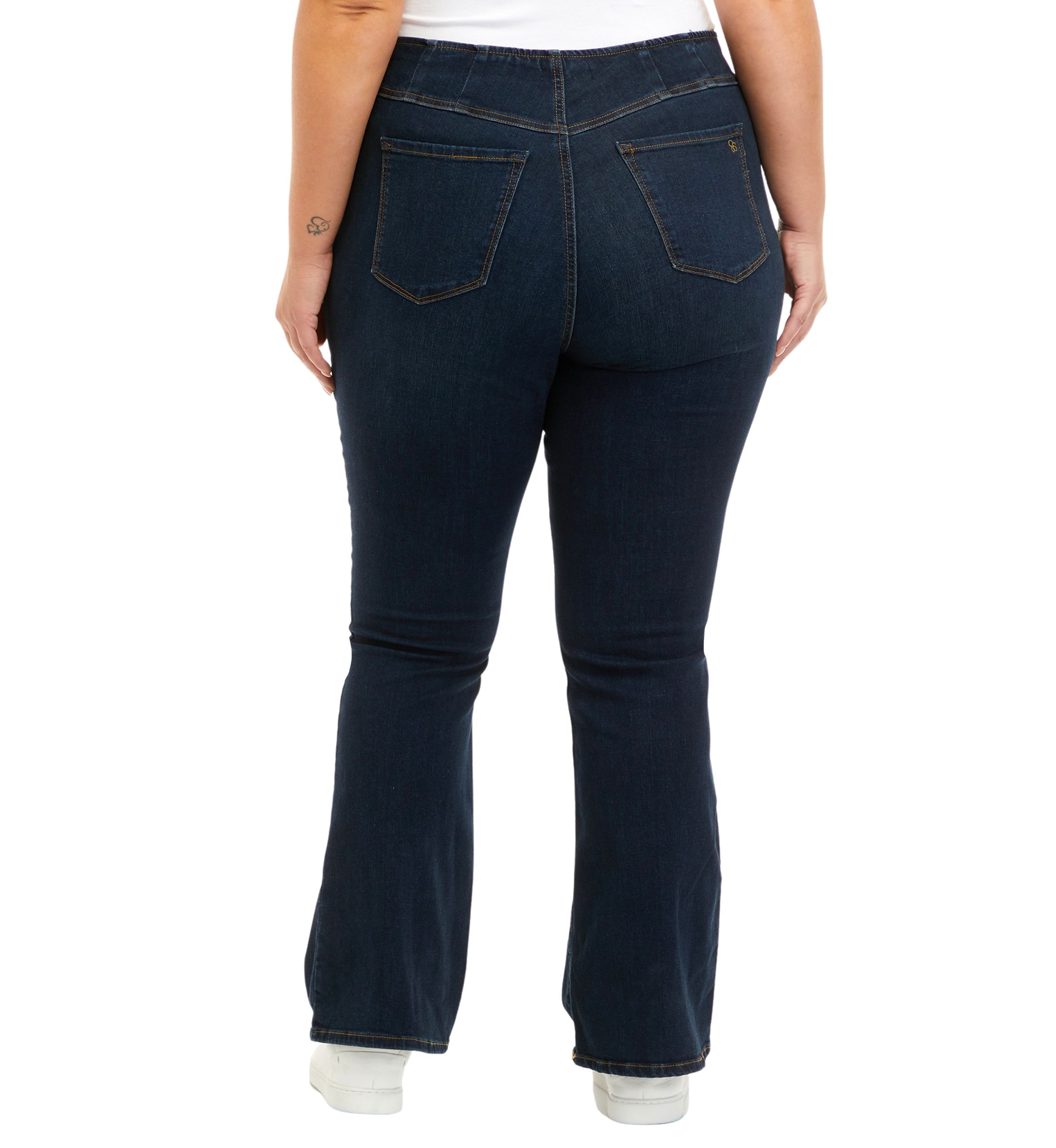 Curvy High Rise Pull On Flare Jeans