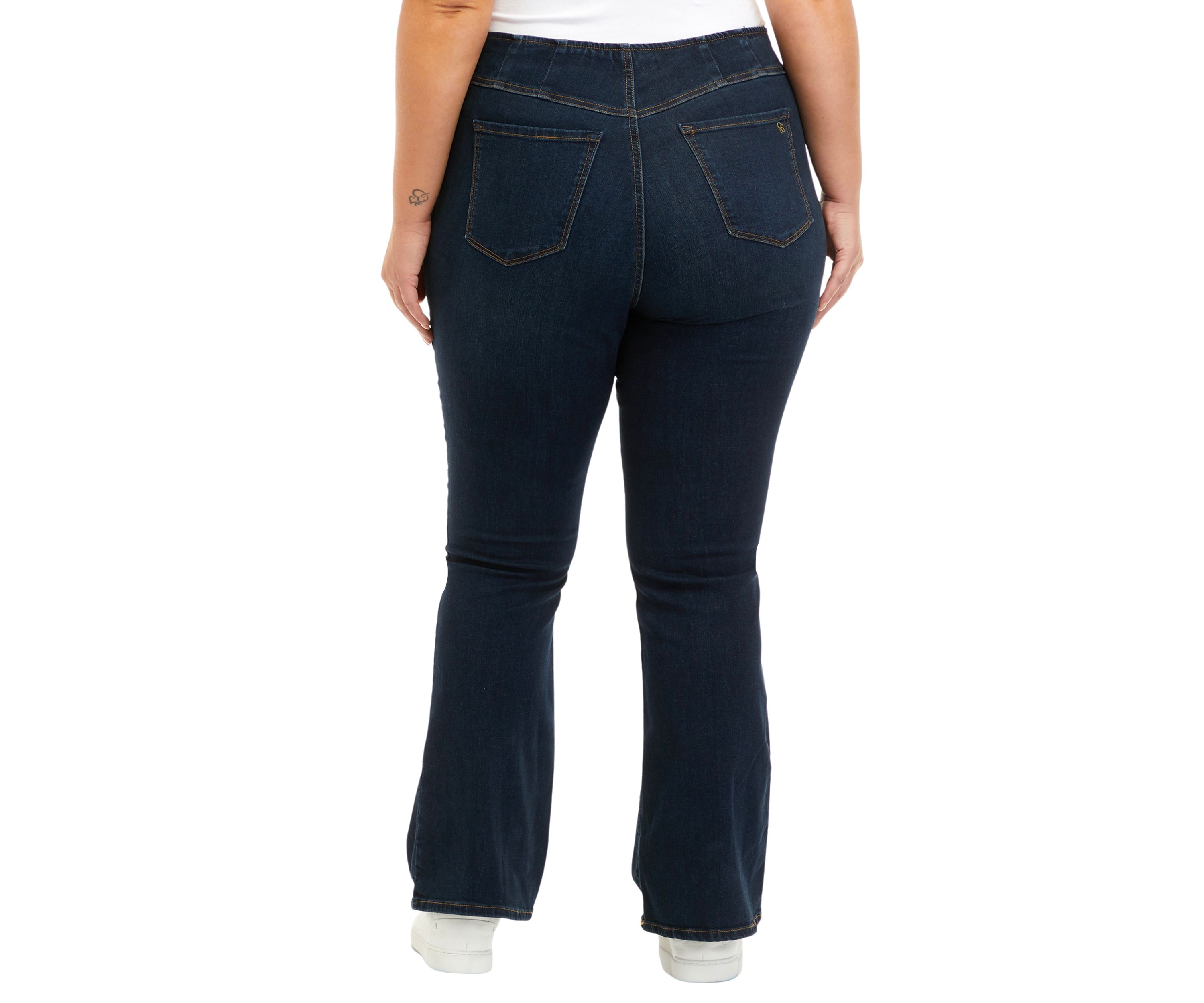 Curvy High Rise Pull On Flare Jeans