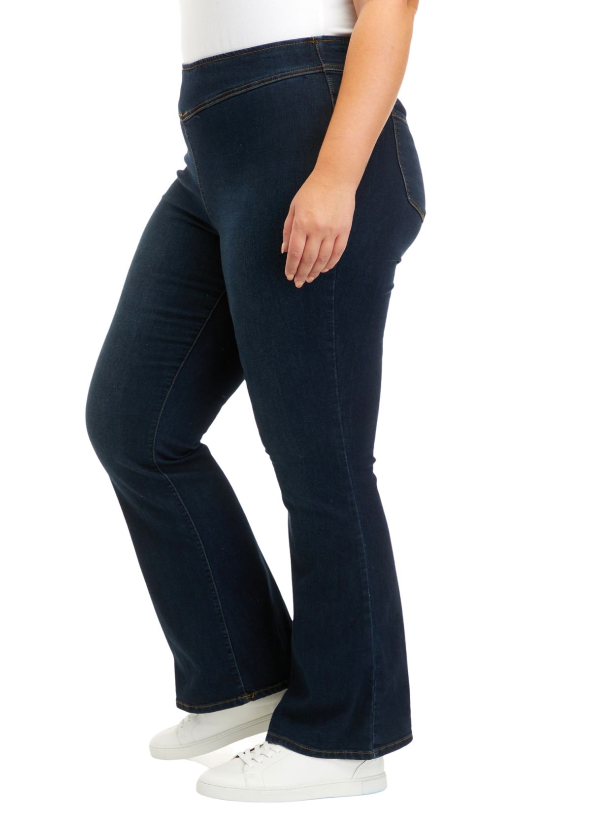 Curvy High Rise Pull On Flare Jeans