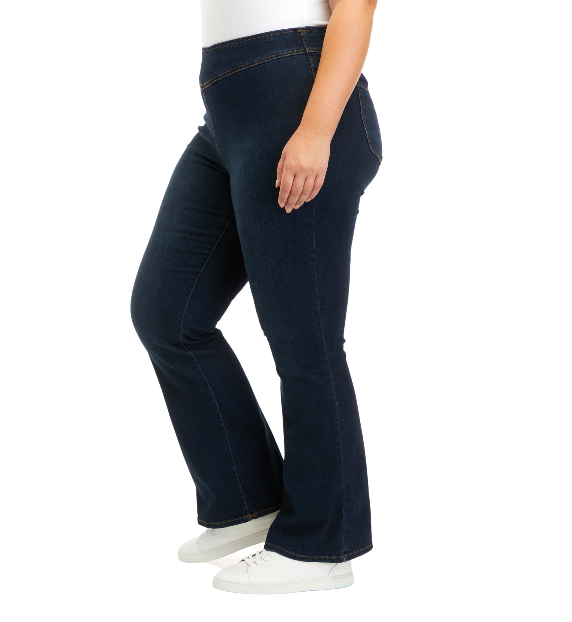 Curvy High Rise Pull On Flare Jeans
