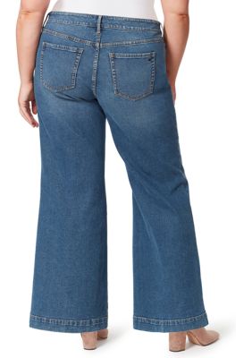 Jessica Simpson Trendy Plus Size True Love Trouser Wide-Leg Jeans