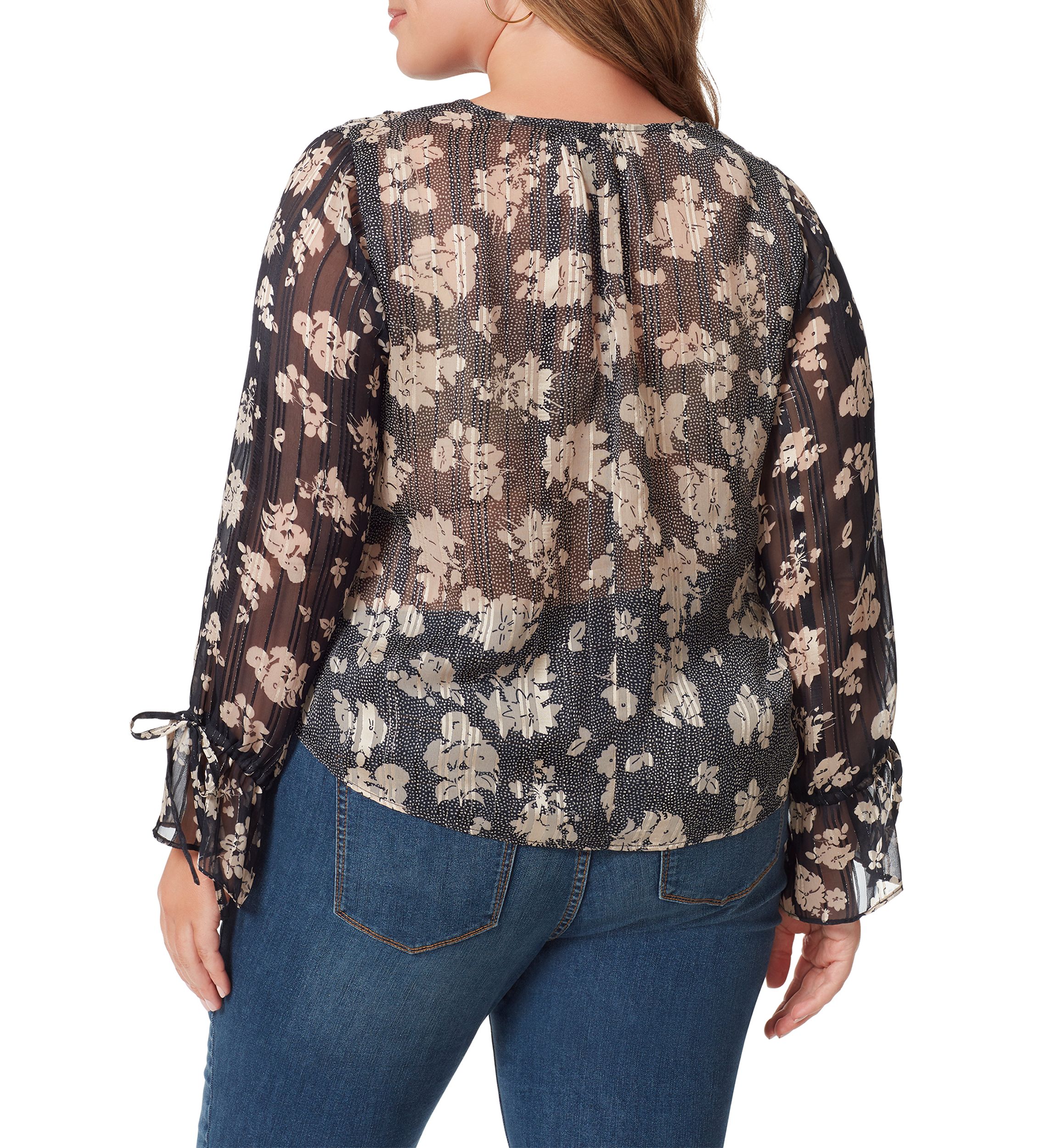 Plus Size Floral Woven Ruched Blouse