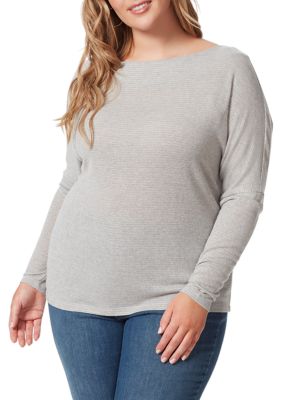 Jessica Simpson Women's Plus Size Giana Asymmetric Neck Top, 1X