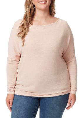 Jessica Simpson Women's Plus Size Giana Asymmetric Neck Top, 1X