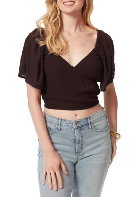 Sterling & Stitch Mesh Mock Neck Top - Women's Shirts/Blouses in