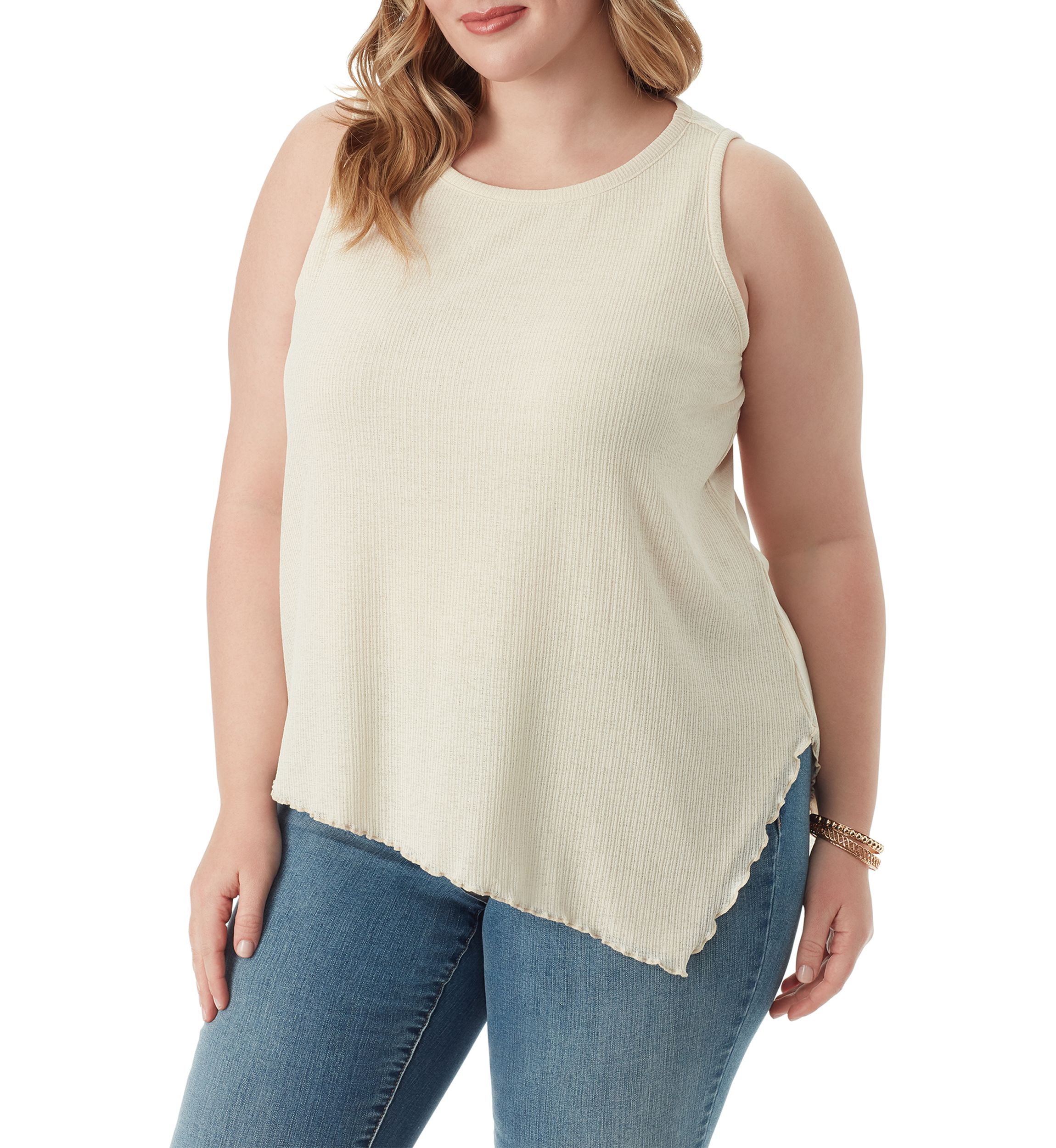 Plus Size Winsome Asymmetric Hem Tank
