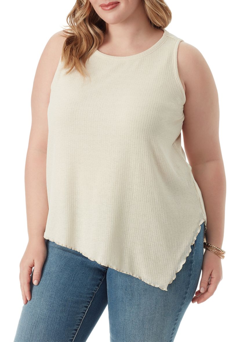 Plus Size Winsome Asymmetric Hem Tank