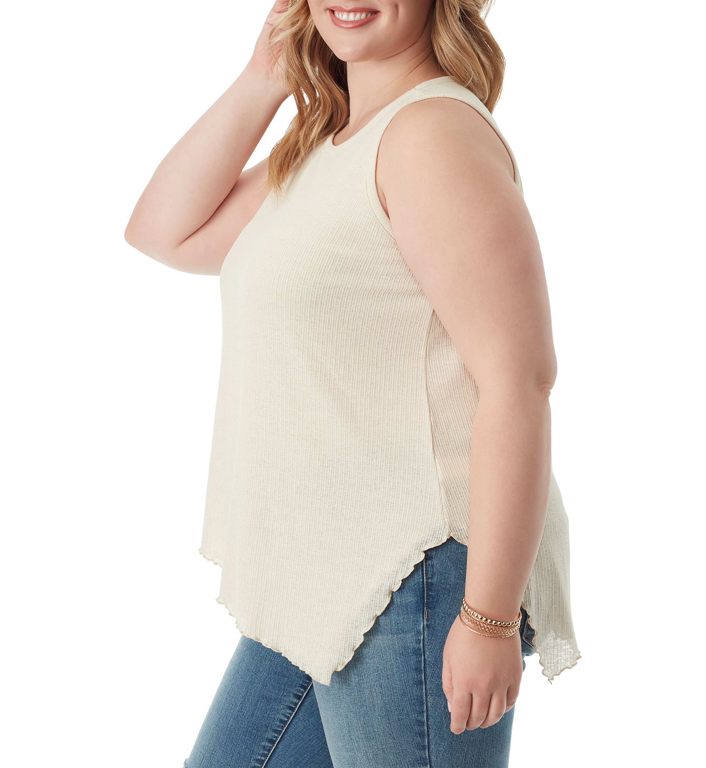 Plus Size Winsome Asymmetric Hem Tank